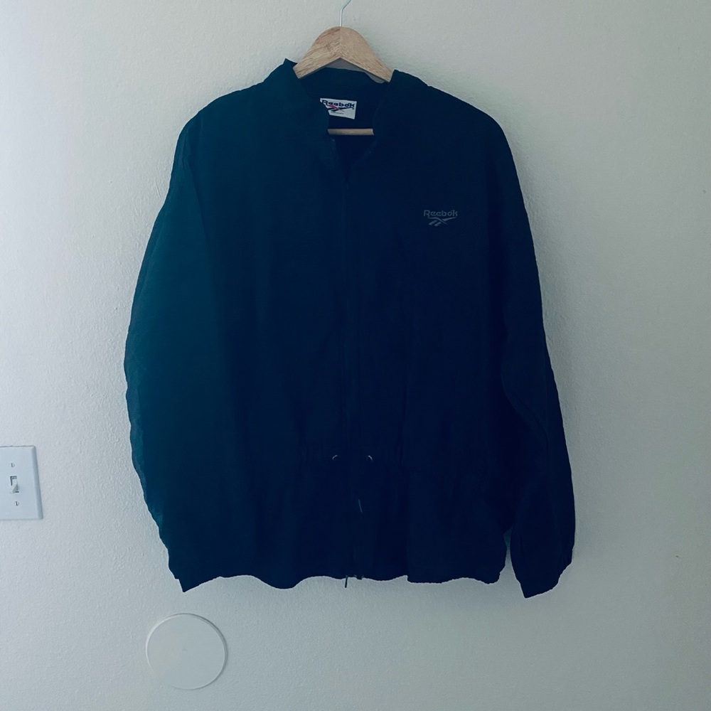 Vintage Reebok Black Tracksuit Set | Windbreaker Jacket & Pants Whit Pockets